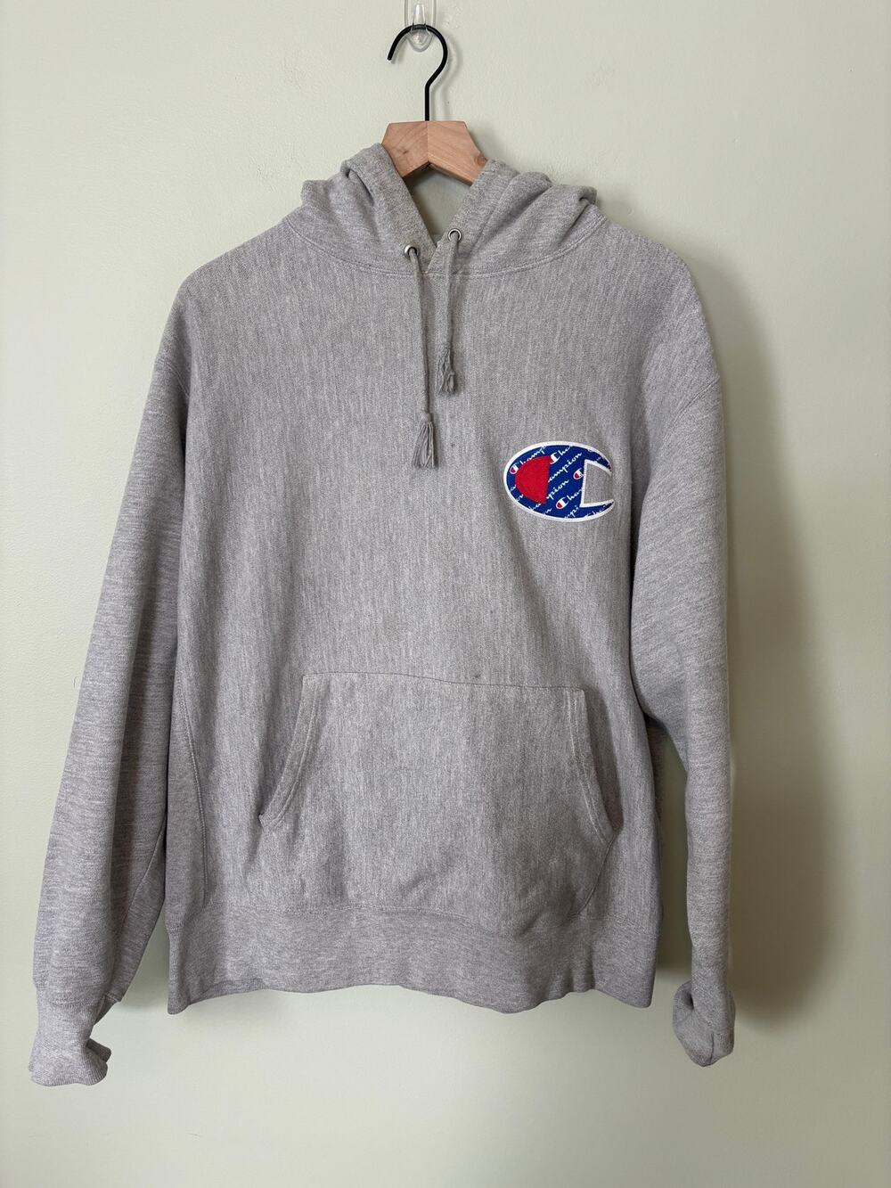 Vintage 90s Champion Reverse Weave Gray Hoodie Sweatshirt XL